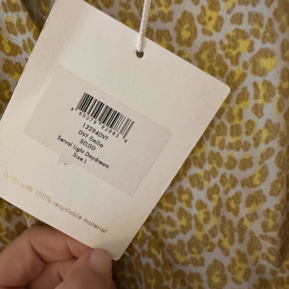 Diane Von Furstenberg Emilia Ruffled Leopard-Print Wrap Dress - Yellow Large - Picture 4 of 5